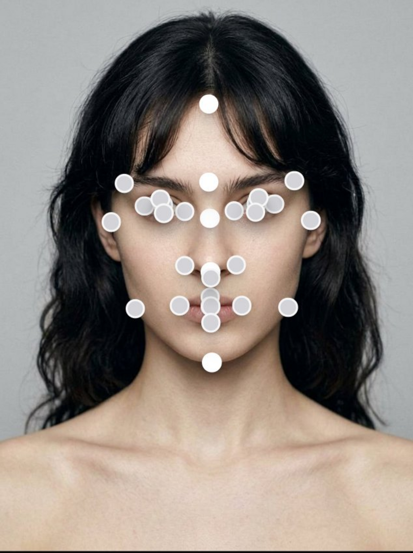 Facial photo with detected landmark points